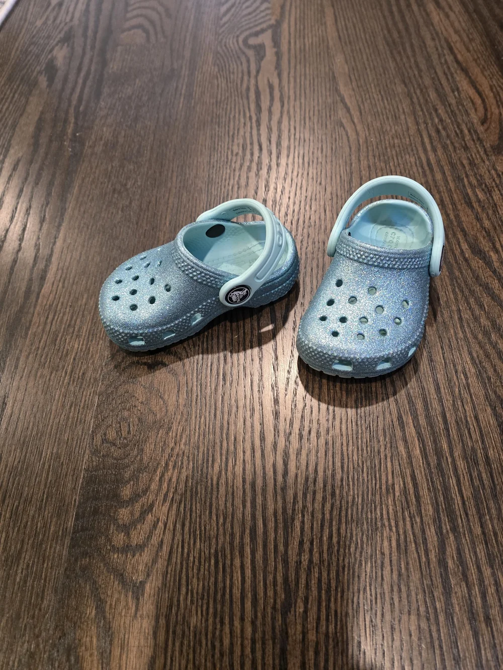 Toddler Glitter Crocs in Light Blue, 4C